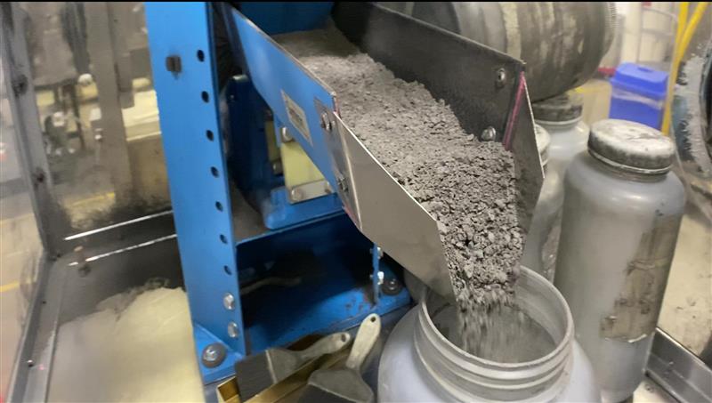 this material is crushed and jet-milled into a fine powder