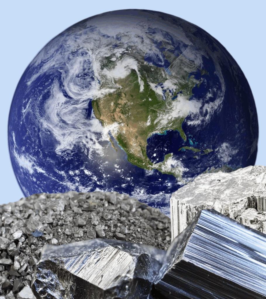 Rare Earth Materials overlayed on Globe